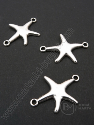 Stea de mare cu element metalic 26.5x19mm color argintie 1 pachet 10 buc 306250
