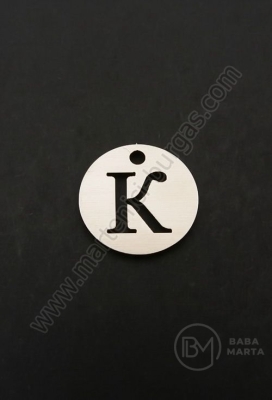 Pandantiv litera K oțel 13x1mm gaură 1.5mm 1 buc 305577
