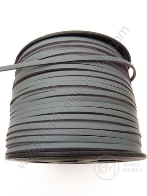 Panglică din piele întoarsă naturală 3x1.5mm cu piele, color grey, 1 meter 421231