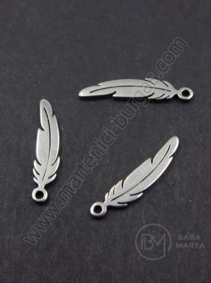 Pandantiv cu pană OȚEL 17x4.5x1mm gaură 1mm 1 pachet 4 buc 305909