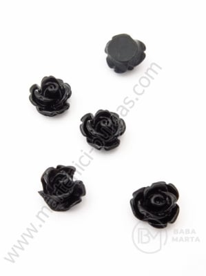Roz pentru lipit negru 10x6.5mm tip cabochon 1 pachet 20 buc 121042