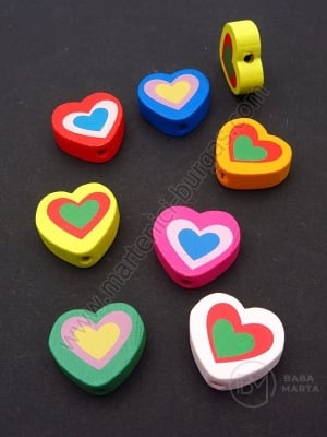Figurină inimă din lemn 17x16x5mm MIX 1 pack 20 pieces 327160