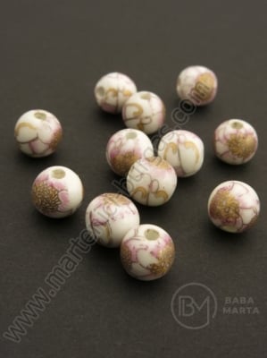 Bilă de porțelan 8mm vopsită gaură 2mm 5 buc 335049
