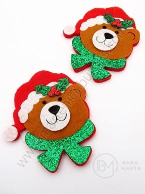 Ursuleț de Crăciun din fetru și brocart eva 61x50mm 1 pachet 5 bucăți 182206