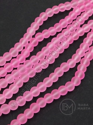 Mărgele de sticlă 6mm roz mat 80cm ~140 bucăți 1 bucată 343851