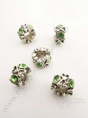 Mărgele metalice cristal 11x7mm, gaură 5mm, 1 buc. 309441