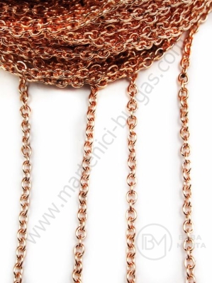 Lanț metalic 3x2x0.5mm culoare auriu roz 1 metru 302216