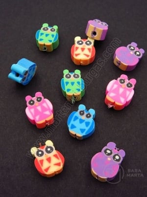 Mărgele bufniță FIMO 9~12x9~10x4~5mm gaură mixtă 1.5mm 1 pachet 10 buc 312720