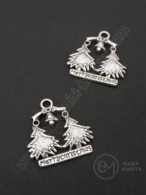 Pendant metallice de Crăciun 23x24mm argintii 1 pachet 5 buc 306132