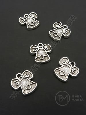 Pandantiv clopoțel de Crăciun 13x12mm culoare argintie 1 pachet 10 buc 306530