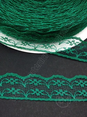 Panglică de dantelă verde 22mm, 10 metri, 451631