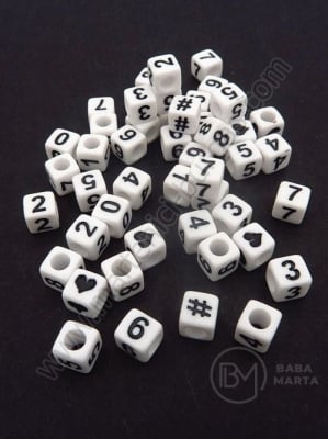 Mărgele 6x6x6mm numere mixte gaură 3mm 1 pachet 40g ~222 buc 312643