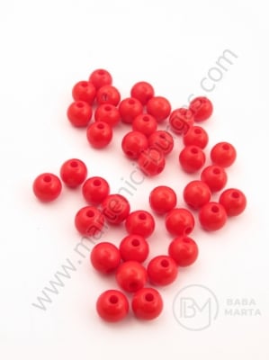 Mărgele 6mm, gaură roșie, 1.2mm, 40g ~350 buc. 311845