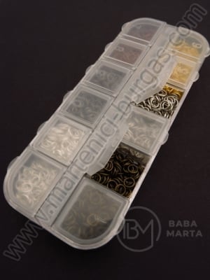 Inele 5x0.7mm mix ~1300 buc cutie cu 12 diviziuni 1 buc 301109