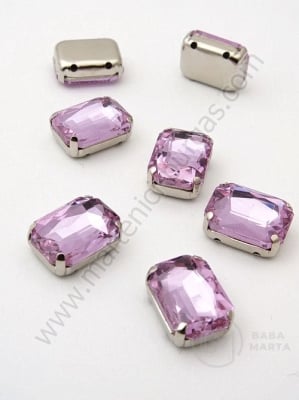 Sticlă cristal (cristal) 10x14mm violet în cutie metalică 1 pachet 2 buc 151518