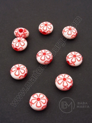 Figurină floare 10x6mm roșu cu alb 1 pachet 40g ~112 buc 312198