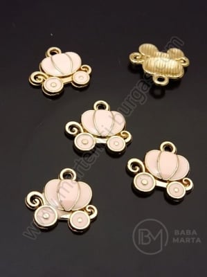 Pandantiv metalic cu model de cărucior 13x14mm, culoare aurie, 1 pachet, 5 buc. 307785