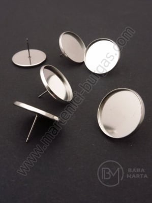 Vârf cercei baza OȚEL pentru încrustare 16mm 1 pachet 4 buc 307686