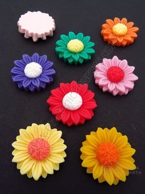 Mixture de flori pentru lipit 24x5mm tip cabochon 1 pachet 10 buc 121068