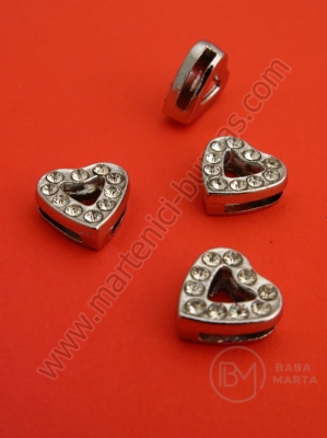Inimă pentru înșirat cristal metalic 12mm gaură 8mm 1buc 309317