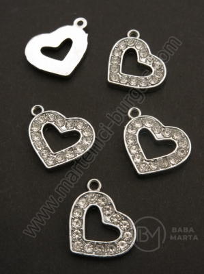Pandantiv cristal metalic 20x16mm culoare argintie 1 buc 309489