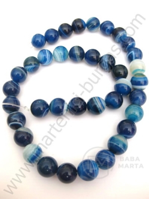 Bilă de agat blue dungat 10 mm ~38 bucăți 1 buc. 7015