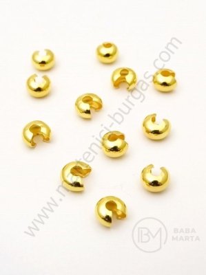 Dop metalic cu lacăt 5x4mm, gaură aurie 1.6mm, 1 pachet, 30 buc. 302111