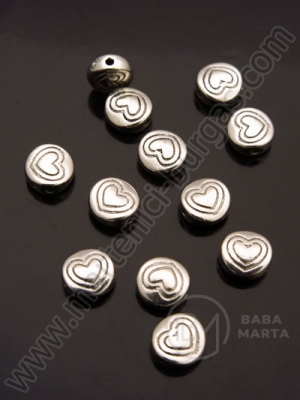Mărgele metallice 6x3mm argintii, gaură 1mm, 20 buc. 308450