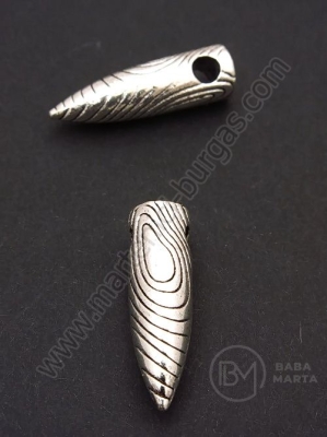 Pandantiv Cartuș metalic 28x8.5mm culoare argintie 1 pachet 3 buc 306291