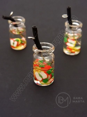 Pandantiv borcan de sticla 18x10mm cu cocktail de fructe 1 pachet 2 bucati 335477