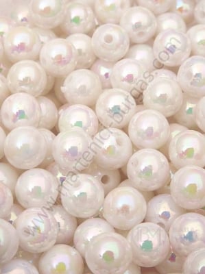 Mărgele albe 8mm efect AB gaură 1.5mm 1 pachet 40g ~160 buc 312543