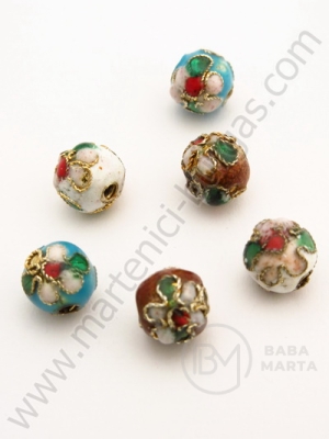Mărgele metalice 8mm Cloisonne pictate în amestec 5 buc 309252