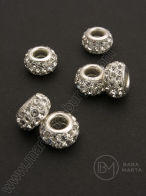 Mărgele 12x7mm cu cristale gaură 5mm 1 buc 309330