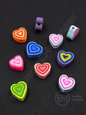 Mărgele inimă FIMO 7.5~11x7~11x4~5mm 1 pachet 10 buc 312833