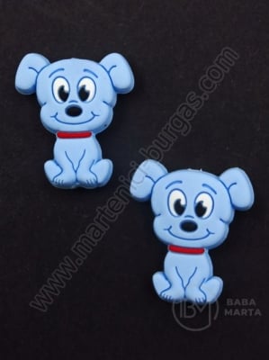 Mărgele silicon dog 28x25x7.5mm gaură albastră 2mm 1 buc 317004
