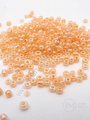 Mărgele de sticlă culoarea piersicii, Ceylon, 2mm, 50g, 332018