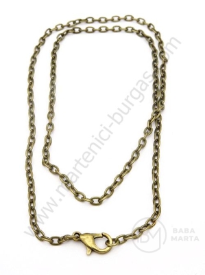 Lanț (colier) 4x3x1mm culoare bronz antic lungime 45cm 1 buc 302170