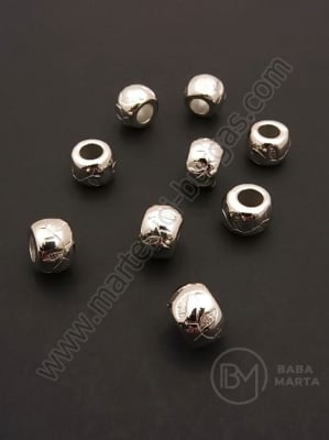 Margele SSV 10x7mm culoare argintie gaură 5mm 1 pachet 60 buc 318640