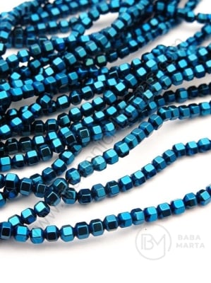 Hematit 3x3mm nemagnetic gaură 1mm ~150 buc ~40cm1wt 352678