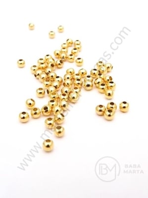 Mărgele din steel placate cu aur de 3 mm, gaură de 1.2 mm, 1 paquet, 30 buc. 305719