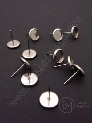 Vârf de cercei cu bază din OȚEL pentru încrustare 8mm 1 pachet 4 pcs 307181