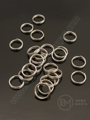 Inel metalic argintiu 8mm, doua spirale, 100 buc. 301504