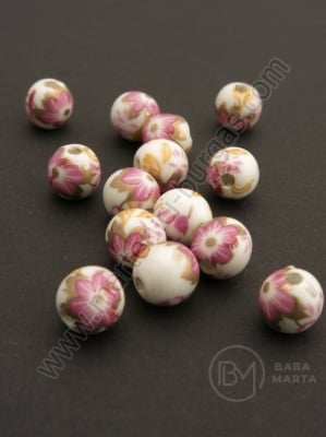 Bilă de porțelan 8mm vopsită gaură 2mm 5 buc 335050