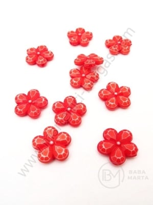 Floare 14mm roșu cu gaură albă 1mm 1 pachet ~111 buc 312535