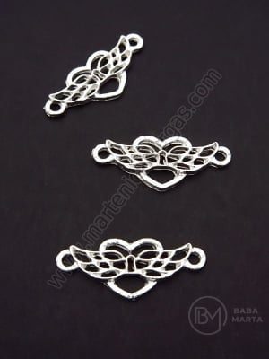 Inimă metalică cu element 25x12mm, color alb, 1 pachet, 10 buc. 306561