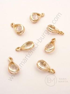 Pandantiv metalic cu cristal 13x7x6mm culoare aurie 1 pachet 10 buc 335441