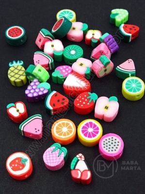 Mărgele FIMO cu fructe 10~11x9~11x4~6mm mix 1 pachet 10 buc 312658