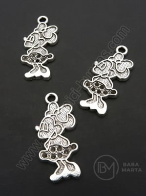 Pandantiv Minnie Mouse 28x13mm culoare argintie 1 pachet 10 buc 306525