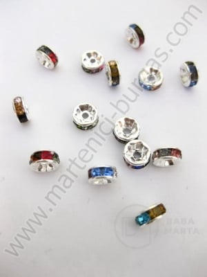 Șaibă albă 6x2.5mm cu amestec de cristale 10 buc 7518