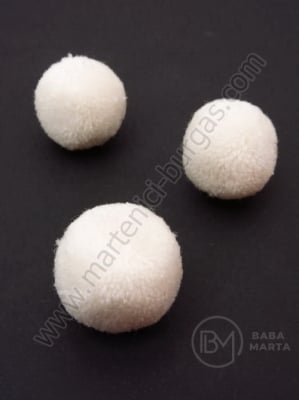 Pompom 25mm calitate alb, pachet suplimentar, 10 bucăți, 461231